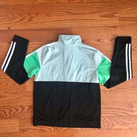 ADIDAS Track Stripes Black Green Blue Color block Jacket Girl’s Size XL (16) - Picture 9 of 10